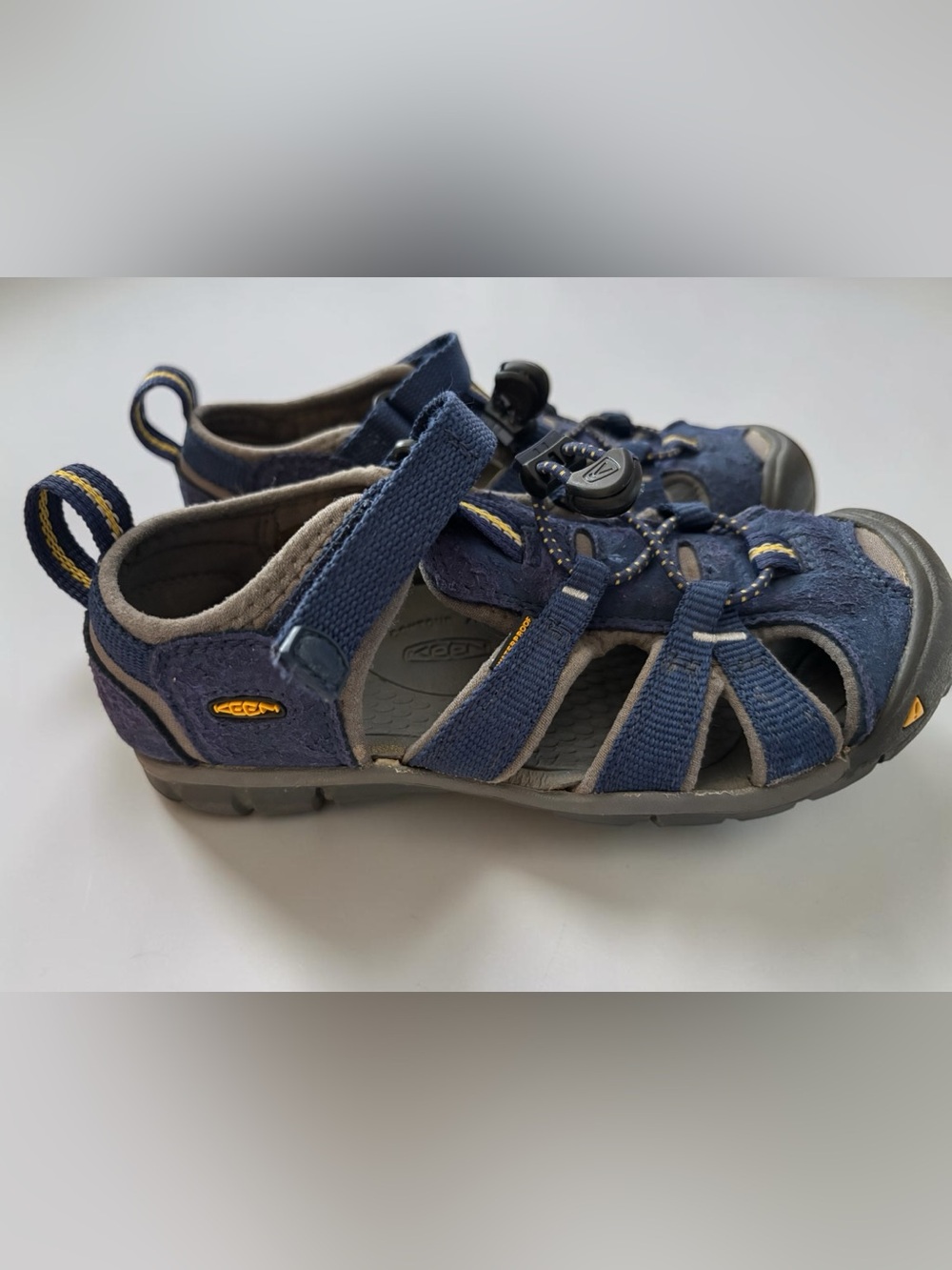 KEEN Kids Newport H2 Navy Blue Yellow Waterproof Sport Sandals Size 13